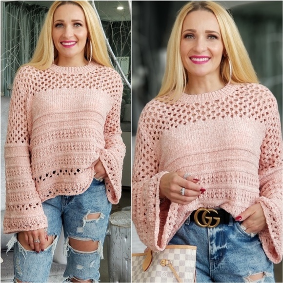 MODA ME COUTURE Sweaters - ANGELA Chenille Sweater - Pink